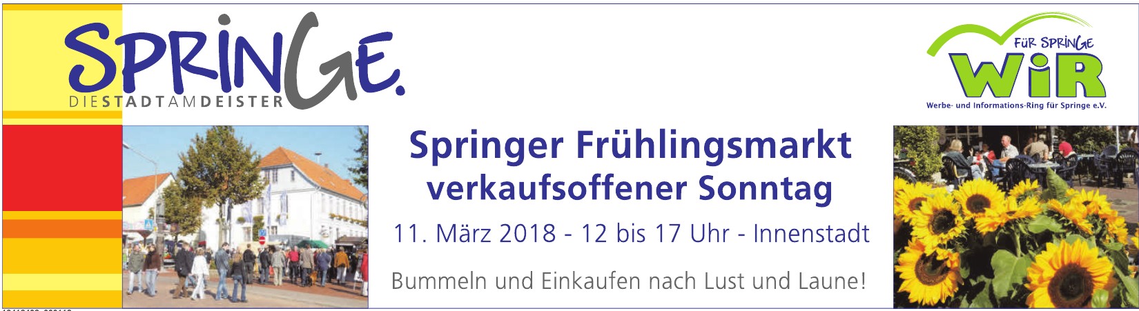 Springer Frühlingsmarkt verkaufsoffener Sonntag